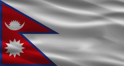 Nepal flag with fabric texture. Realistic flag of Nepal waving
