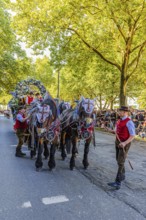 Splendid carriage of the Löwenbräu brewery, entry of the Oktoberfest hosts, Oktoberfest, Munich,