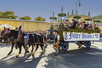 Float of the Filser Buam from Munich, Trachten- und Schützenzug, Oktoberfest, Munich, Upper
