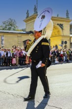 Sousaphone players of the Bergkapelle St. Ingbert, Trachten- und Schützenzug, Oktoberfest, Munich,