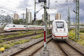 ICE leaving Stuttgart Central Station, Baden-Württemberg, Germany