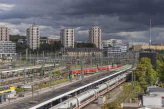 Stuttgart main station with track apron and regional train. Stuttgart, Baden-Württemberg, Germany