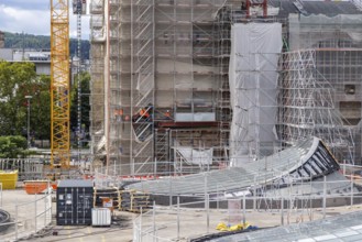 Stuttgart 21 construction site at the main station. View of the glass eyes of the future