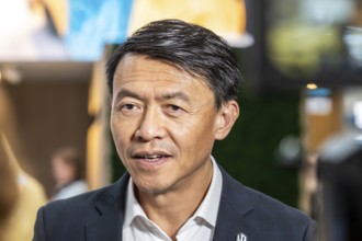 Tianshu Xin, CEO Leapmotor International. Exhibition stand of the Chinese manufacturer Leapmotor.