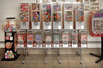 Candy vending machines in a supermarket, Blairstown, New Jersey, USA