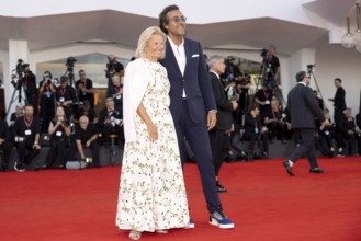 Venice, Italy - 2 September 2025: Iris Knobloch and François Breavoine during the red carpet of - A
