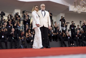 Venice, Italy - 2 September 2025: Jared Harris, Allegra Riggio during the Red Carpet of - A house