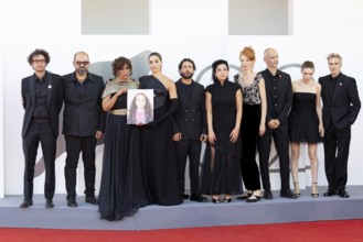 Venice, Italy - 3 September 2025: Nadim Cheikhrouha, Amer Hlehel, Kaouther Ben Hania, Saja Kilani,