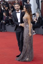 Venice, Italy - 3 September 2025: Pietro Tartaglione and Rosa Perrotta during the red carpet of -