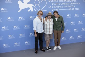 Venice, Italy - 3 September 2025: Olmo Schnabel, Julian Schnabel, Vito Schnabel during the Photo