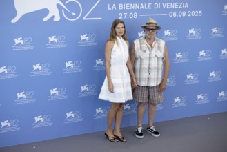 Venice, Italy - 3 September 2025: Louise Kugelberg, Julian Schnabel during the Photo Call of - In