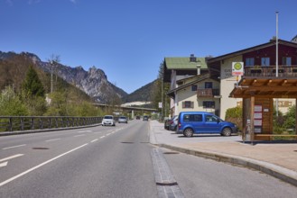 Bus stop Bischofswiesen centre, street, general architecture, vehicles, mountains, mountain
