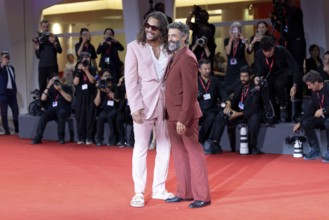 Venice, Italy - 3 September 2025: Jason Momoa and Oscar Isaac during the red carpet of - Cartier