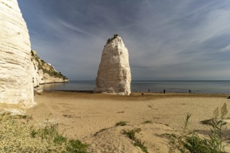Pizzomunno rock on the Spiaggia di Castello beach in Vieste, Gargano, Apulia, Italy