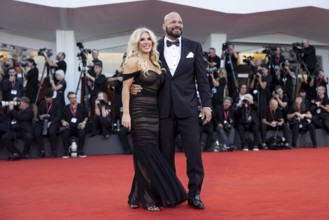 Venice, Italy - 1 September 2025: Franci Alberding Kerr and Mark Kerr during the Red Carpet of -