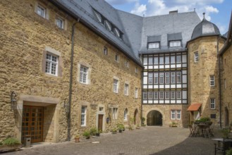 Inner courtyard castle courtyard of Spangenberg Castle, Spangenberg, Schwalm-Eder district, Hesse,