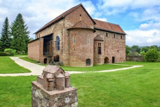 View of the three-nave Einhard basilica of St Marcellinus and St Peter, built in the Middle Ages