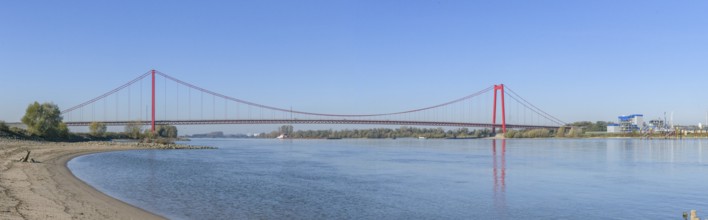 Panorama view from the left bank of the Rhine, western bank of the Rhine, of an earth-anchored