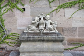 Baroque fountain, around 1700, Melanchton School, Nuremberg, Middle Franconia, Bavaria, Germany
