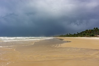 Stormy day at Pe de Serra beach in the city of Serra Grande on the southern coast of Bahia, Brazil