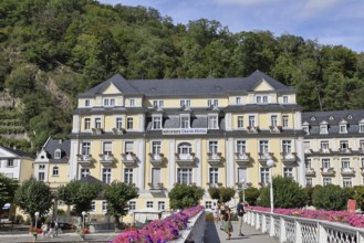 River Lahn, Häckers Grand Hotel in the former spa hotel, Römerstraße, Bad Ems,