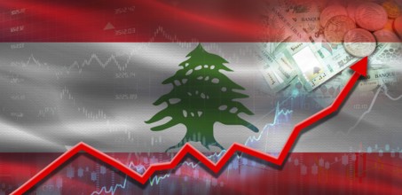 Lebanon financial growth on market graph. Lebanon economic growth on financial graph