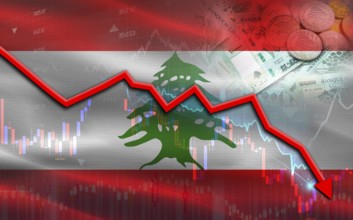 Lebanon financial crisis on economic graph. Lebanon financial fall on economy marke