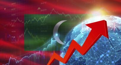 Global financial growth with Maldives flag. Financial growth with Maldives flag on economic