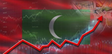 Maldives financial growth on market graph. Maldives economic growth on financial graph