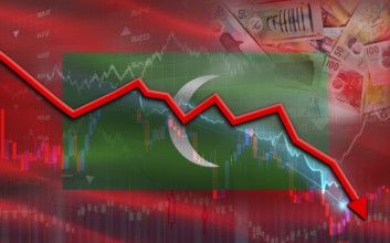 Maldives financial fall on economy market. Maldives financial crisis on economic graph