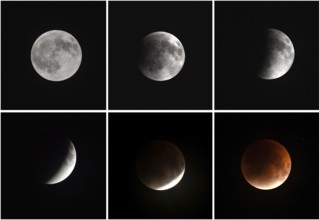 In this photo compilation, the Blood Moon is seen during the lunar eclipse of the year in Assam,