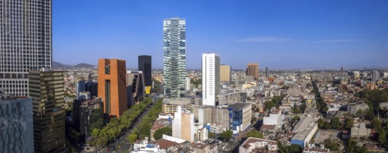 Mexico City Financial Center buildings, banks, and businesses close to Paseo De Reforma