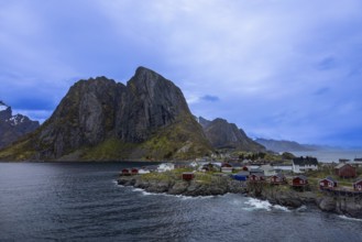 Beautiful fishing village Reine, scenic dramatic views of Lofoten islands in Norway
