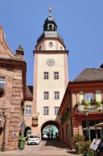 Ettlingen, Germany - August 13th: Historic 'Rathausturm' tower of Ettlingen town hall on a sunny