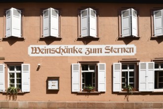 Ettlingen, Germany - August 13th 2025: Facade of restaurant Weinschänke zum Sternen