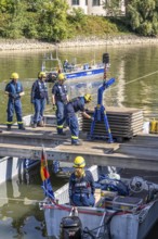 Construction of a multi-purpose pontoon, the specialist group for water hazards, in Düsseldorf, the