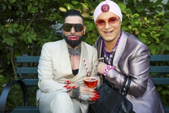 Harald Glööckler and Julian F.M. Stöckel at the premiere of the play 'Der eingebildet Kranke' and