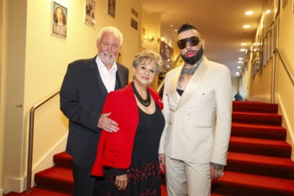 Klaus Lenk, Dagmar Frederic and Harald Glööckler at the premiere of the play 'Der eingebildet