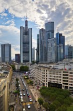 View from St Catherine's Church of the banking district with the skyline of Frankfurt am Main,