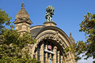 Main front of the main railway station with Atlas carrying the globe on his shoulders, Frankfurt am