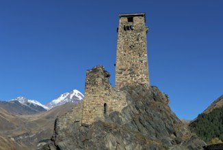 Defence defence tower of the medieval fortress of Sno, also known as Gudushauri Castle, mountain