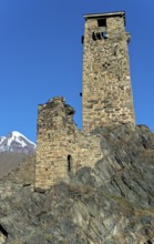 Defence defence tower of the medieval fortress of Sno, also known as Gudushauri Castle, mountain
