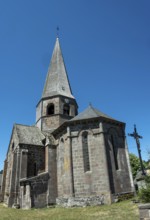 Compains, Saint Georges church, Auvergne Volcanoes Regional Park, Cezallier region, Puy de Dome,