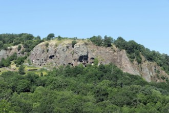 Jonas caves are nestled on a rocky cliff near Saint Pierre Colamine, Puy de Dome in Auvergne,