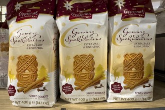 Speciality biscuit spice speculoos in retail stores in late summer, Germany