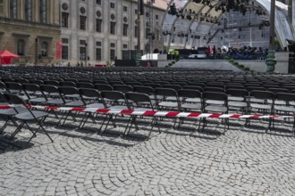 Seating for classical music on Odeonsplatz, Munich, Bavaria, Germany