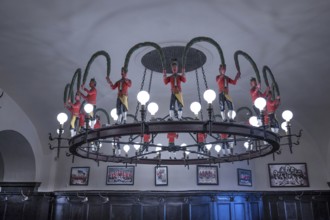 Chandelier with figures from the Scheffler dance, Munich, Bavaria, Germany