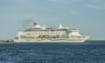 The cruise ship Birka Gotland leaves the port of Ystad on a cruise around the Baltic Sea. Skåne