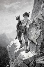 Boy has rescued a little goat that got lost on the mountain, now he is afraid to climb the mountain