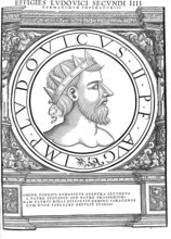 Louis II was King of Italy from 839/840, King of the Lombards from 844, Roman co-emperor from 850